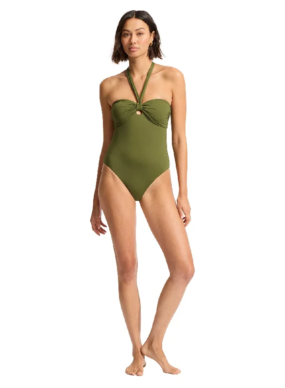 SEAFOLLY SASH TIE ONE PIECE - OLIVE