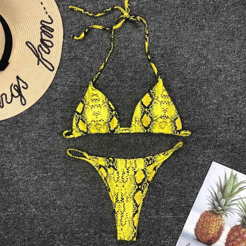 2019 New High Waist Bikini set Yellow Bandeau Swimsuit Sexy Print Thong Bikini Women Swimwear Two-pieces Bather Bathing Suit 2019 New High Waist Bikini set Yellow Bandeau Swimsuit Sexy Print Thong Bikini Women Swimwear Two-pieces Bather Bathing Suit