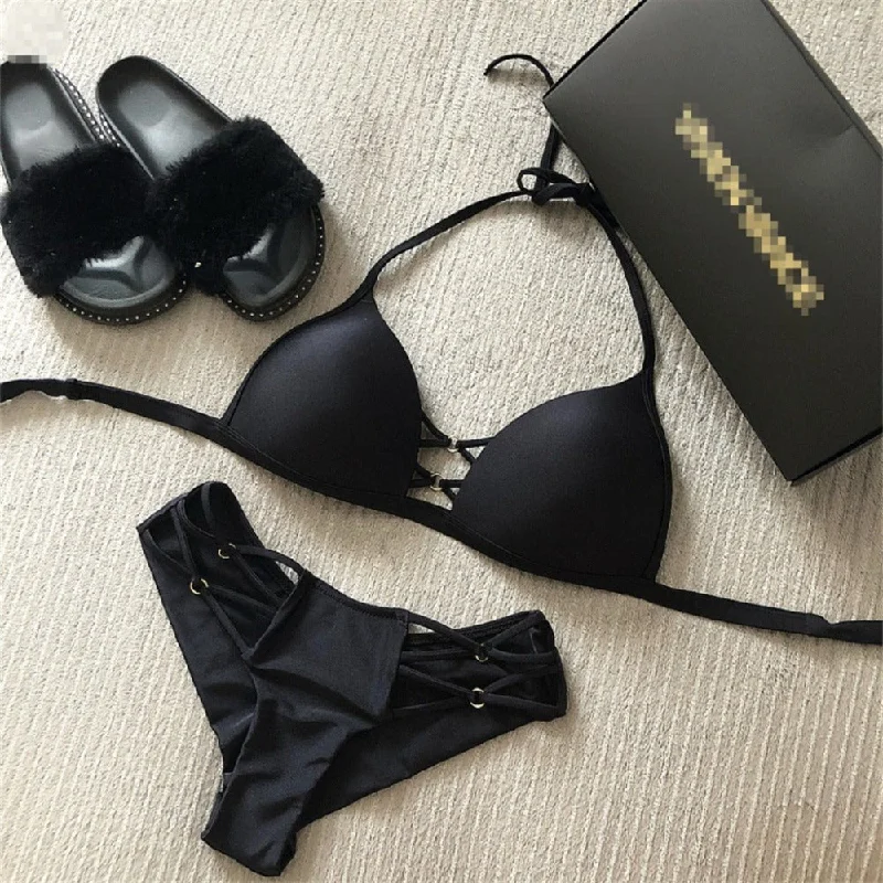 Hot Sale Sexy Beach Bikini Set Mid Waisted Fashion Women Solid Color Sport Split Swimwear Push-Up Padded Swimsuit I301214 Hot Sale Sexy Beach Bikini Set Mid Waisted Fashion Women Solid Color Sport Split Swimwear Push-Up Padded Swimsuit I301214