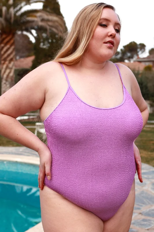 Towelling High Cut One Piece, Lilac