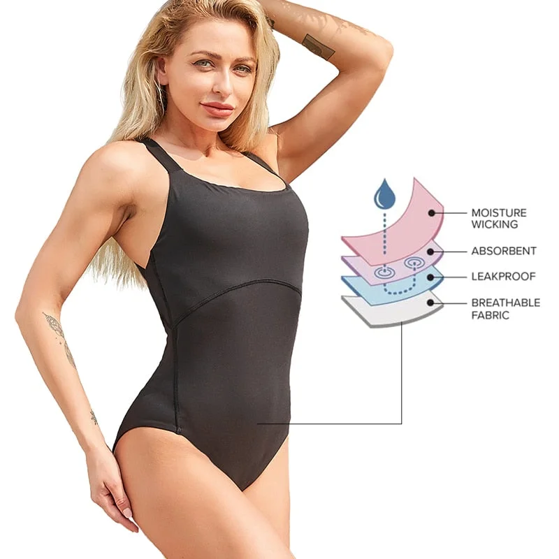 Cross Back One Piece Swimsuit SecureSwim® Period Swimwear