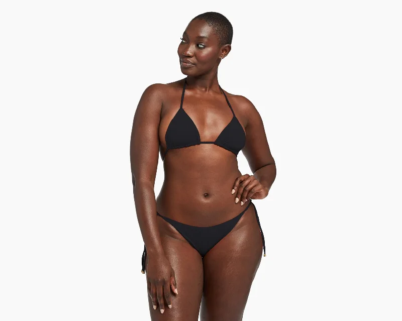 Vitamin A Swim Elle Adjustable Tie Side Bottom - Black Ecolux