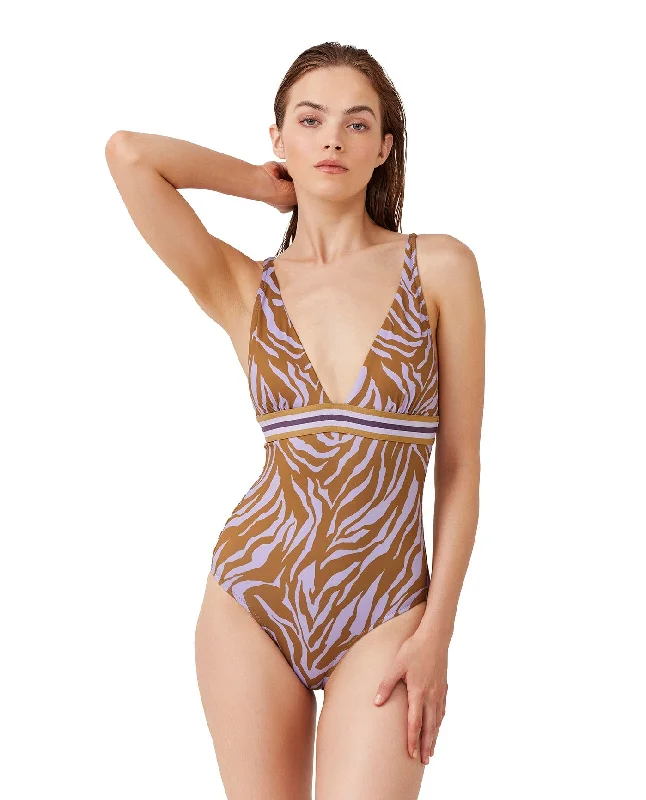 Luma Wild Nostalgia V-Neck Halter One Piece Swimsuit
