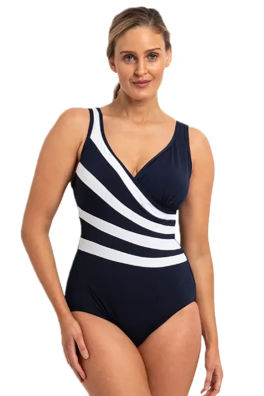 Pool Proof Vogue Fan Splice Tank One Piece - Navy