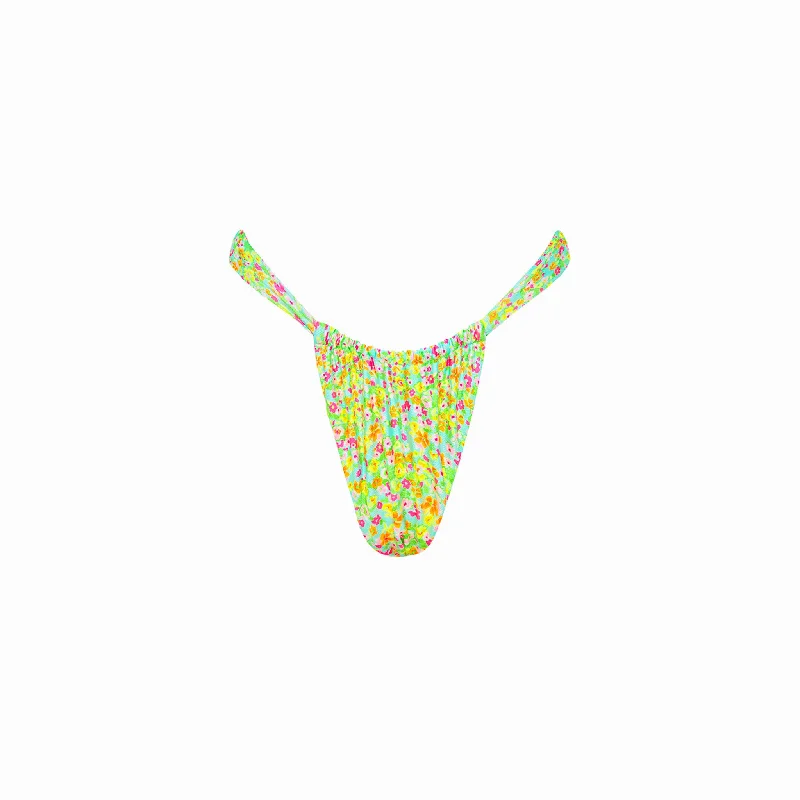 Ruched Thong Bikini Bottom - Wild Flower