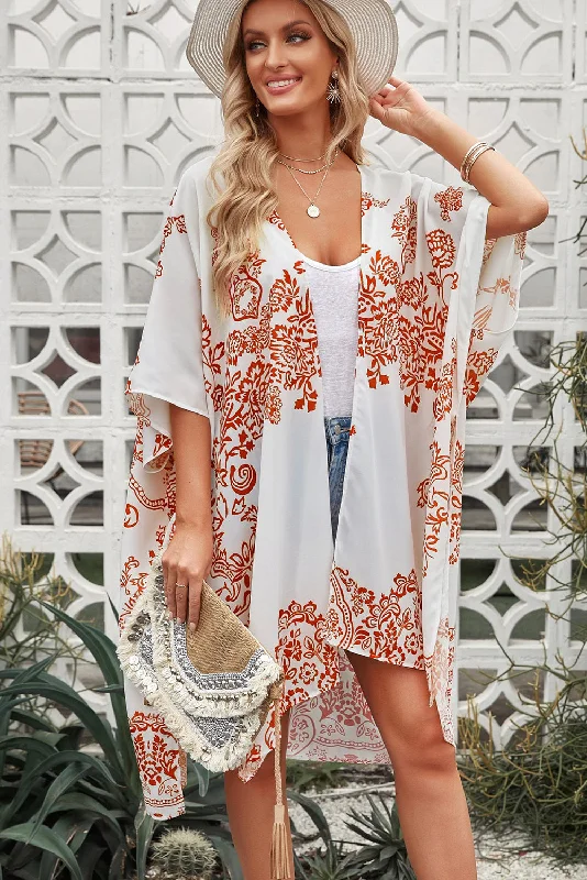 Floral Side Slit Cover Up