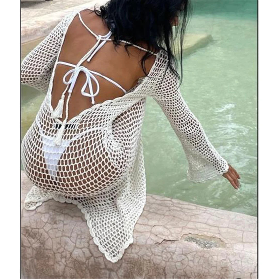Isadora Open Back Beach Cover Up Crochet Dress