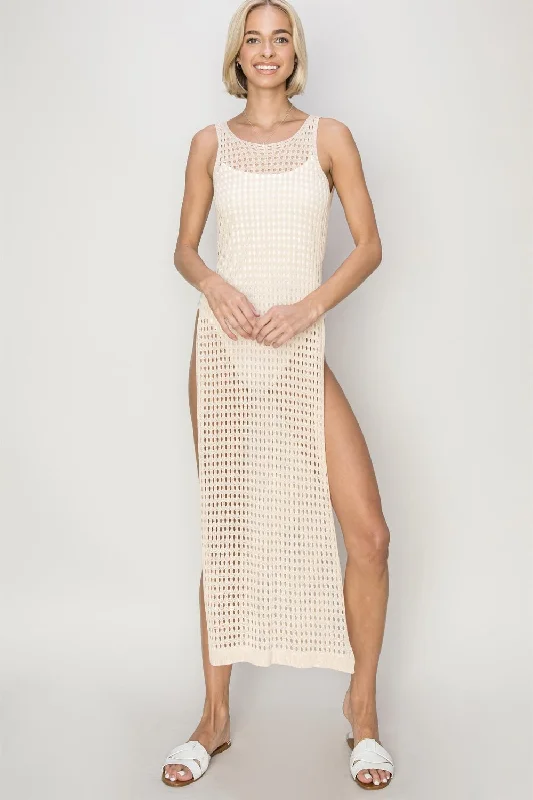 Sunset Vacation  HYFVE Crochet Backless Cover Up Dress
