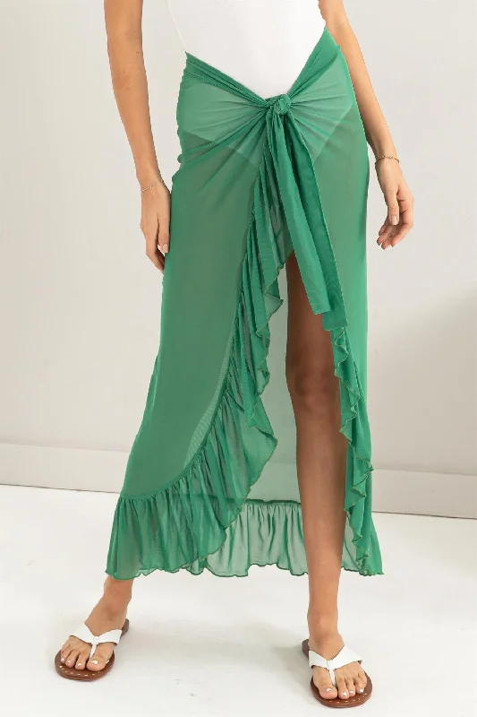 Sunset Vacation  HYFVE Ruffle Trim Cover Up Sarong Skirt