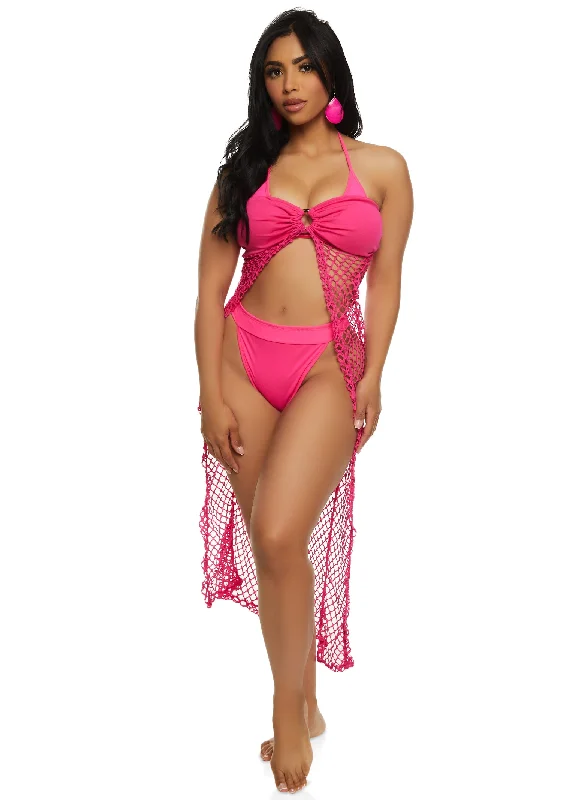 Fishnet Open Front Cover Up Dress