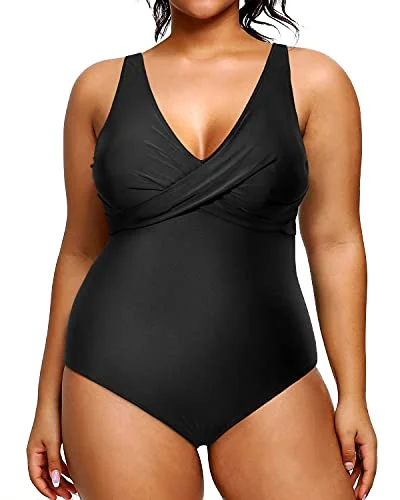Plus Size Swimsuit One Piece Bathing Suits For Women Tummy Control Slimming Swimwear-Black Plus Size Swimsuit One Piece Bathing Suits For Women Tummy Control Slimming Swimwear-Black